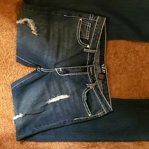 V.I.P Blue Jeans with Rhinestones on the back pockets size 13/14